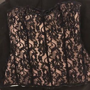 Express Black lace bustier w/ pink shell underneath M NWT. Such a gorgeous shirt